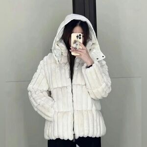 Moncler White Fur Jacket Size 1